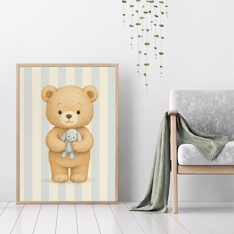 Blue Stripes Panda with Bamboo - Badminton Poster 评论和价格