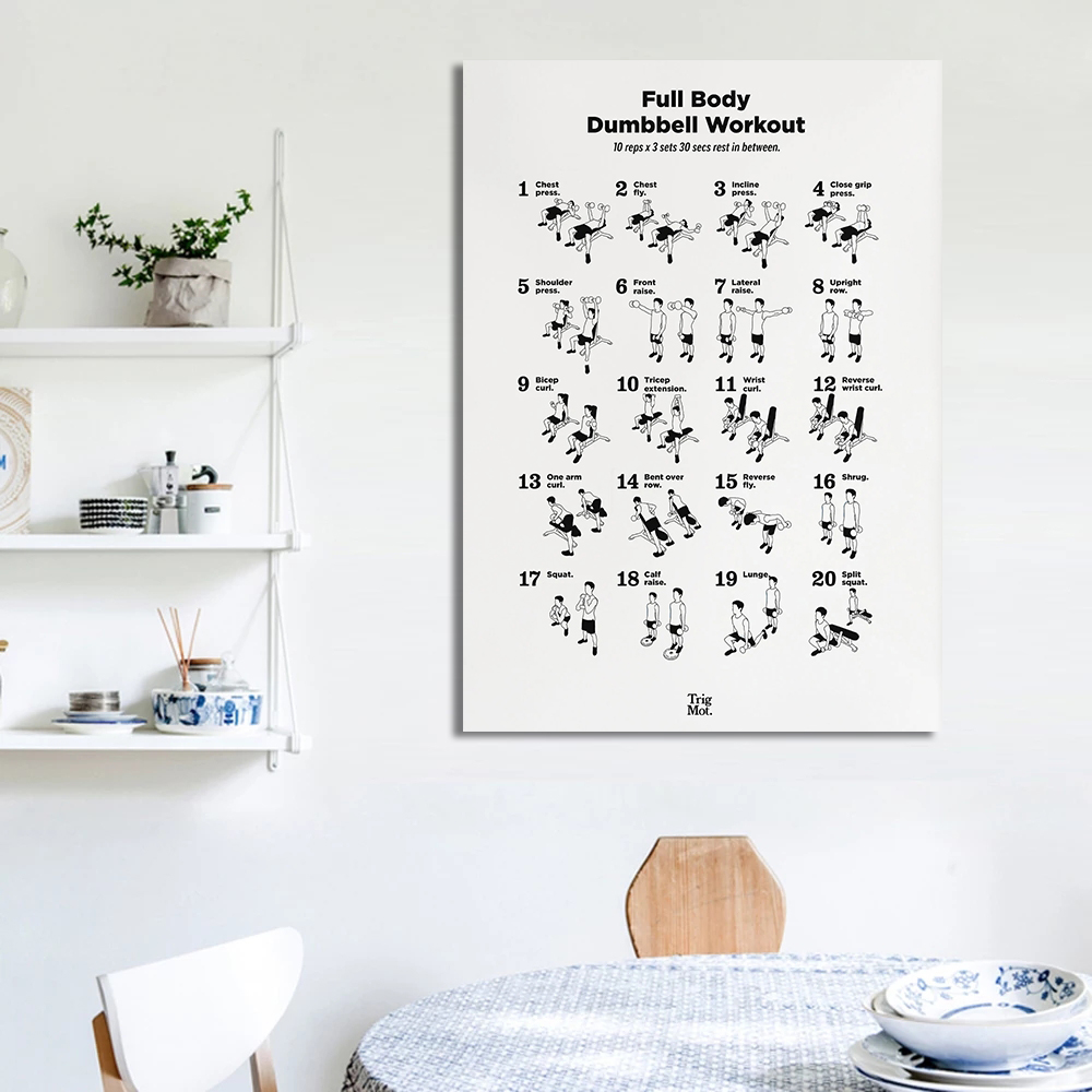 Dumbbell Gym Chart Poster Prin - Badminton Poster 评论和价格